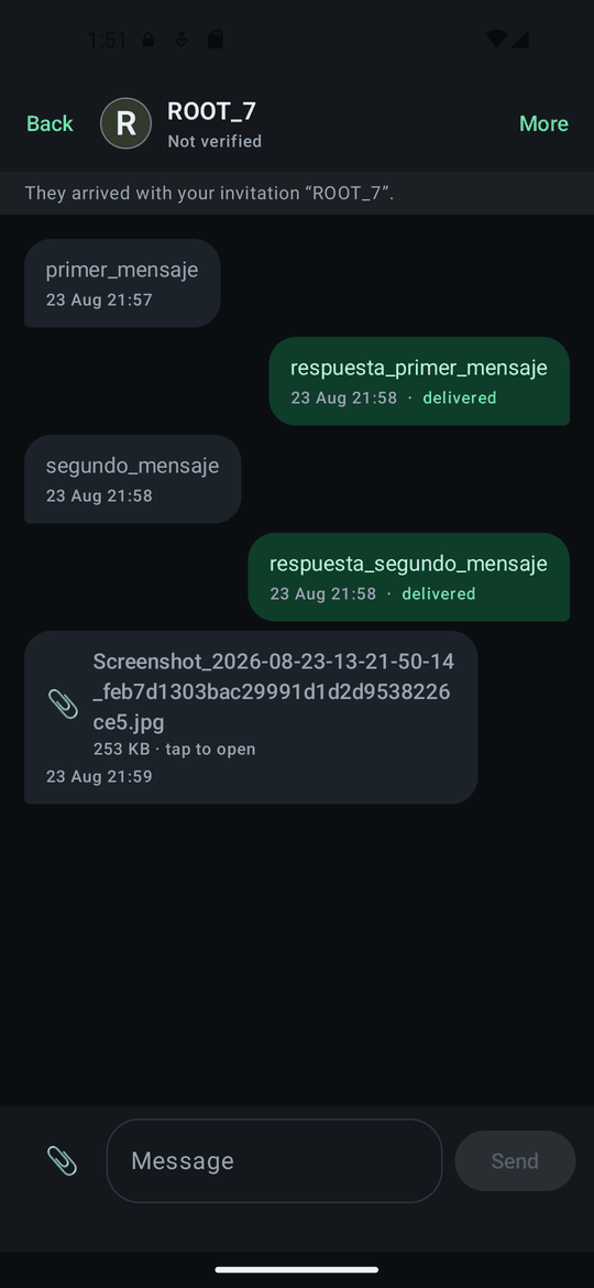 A conversation showing message states under each message.