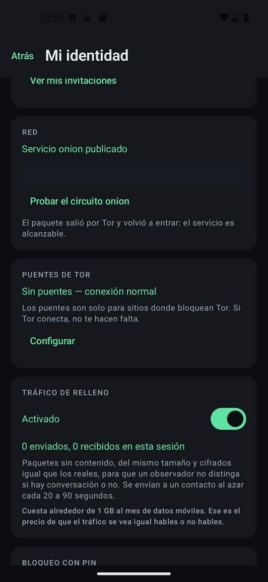 La tarjeta de red, probando el circuito onion de punta a punta.